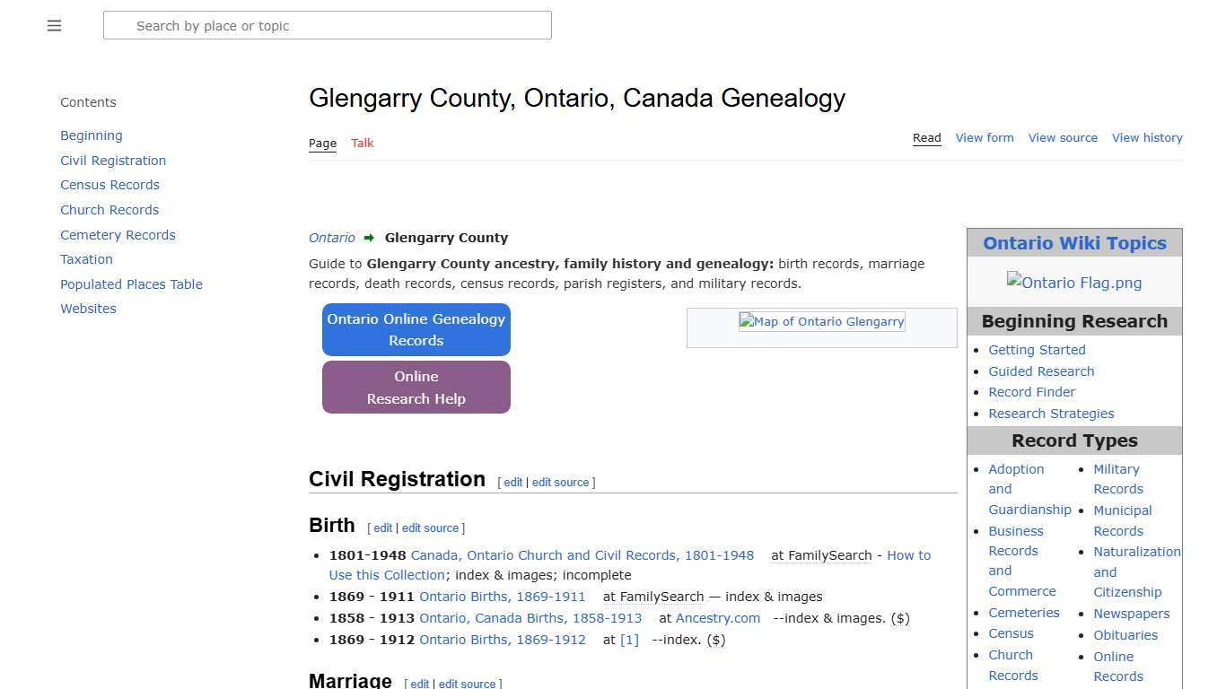 Glengarry County, Ontario, Canada Genealogy • FamilySearch