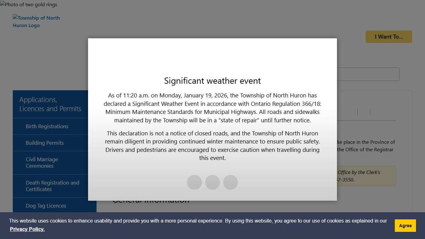 Marriage Licences - Township of North Huron