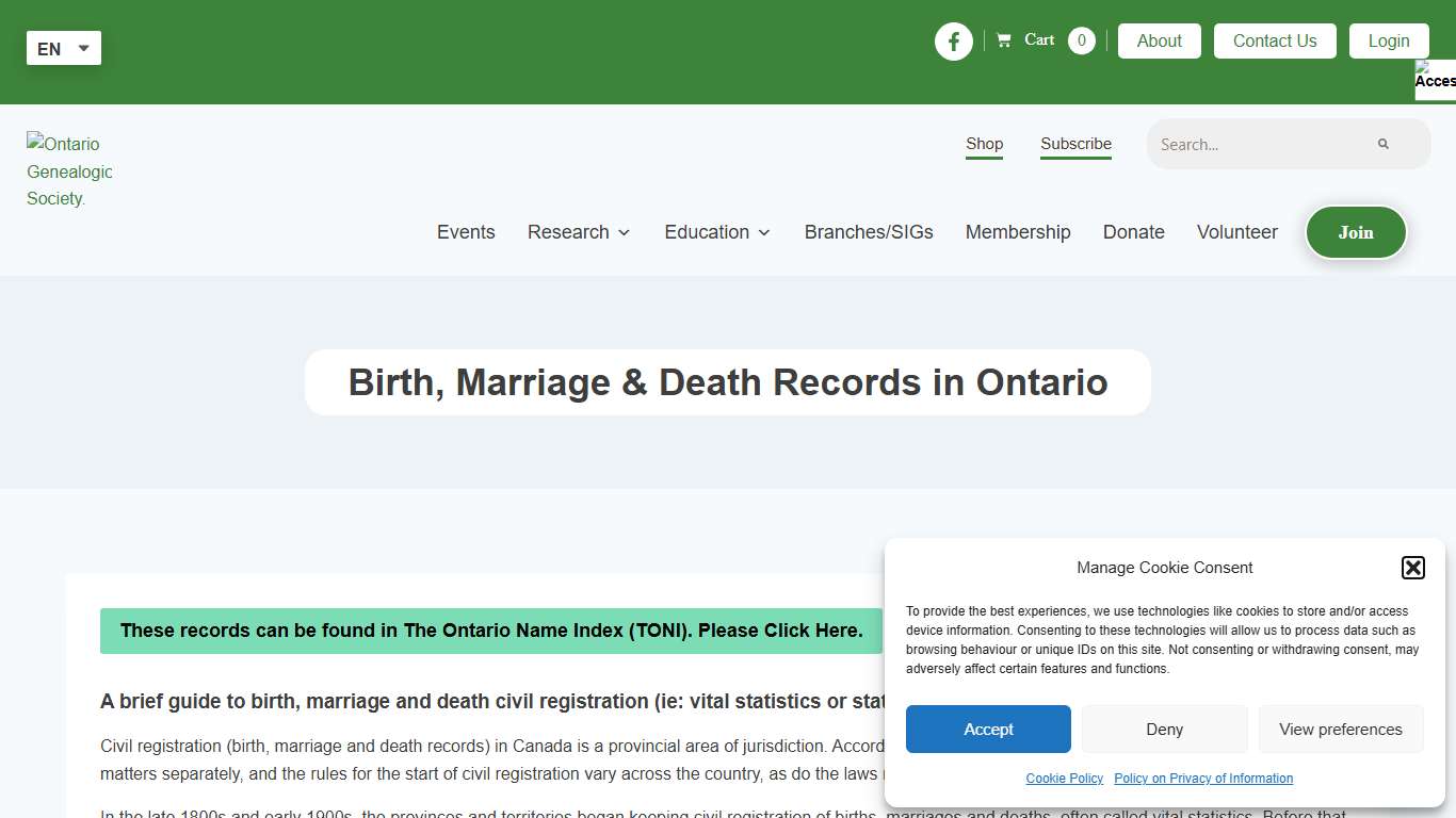Birth, Marriage & Death Records in Ontario – Ontario Ancestors